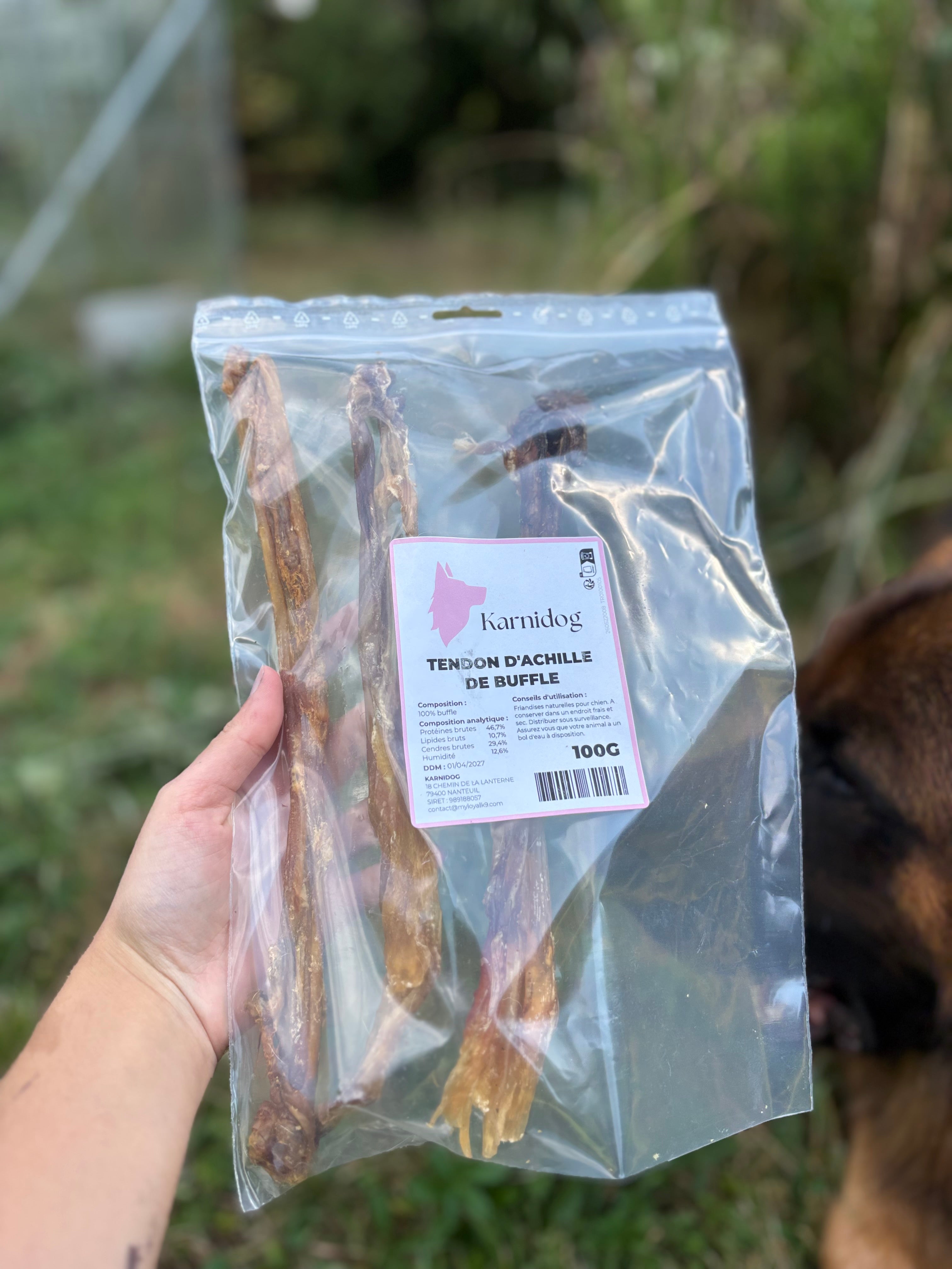 Tendons d’Achille de buffle (100g - 3 pièces)